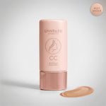 CC Color-Correcting Tinted Serum tube on a pedestal beside a smeared swatch, with a best seller badge.