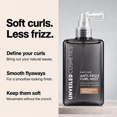 Anti-Frizz Curl Mist benefits: define your curls, smooth flyaways, and keep them soft.